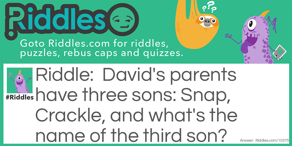 David's Parents Have Too Many Children Riddle Meme.