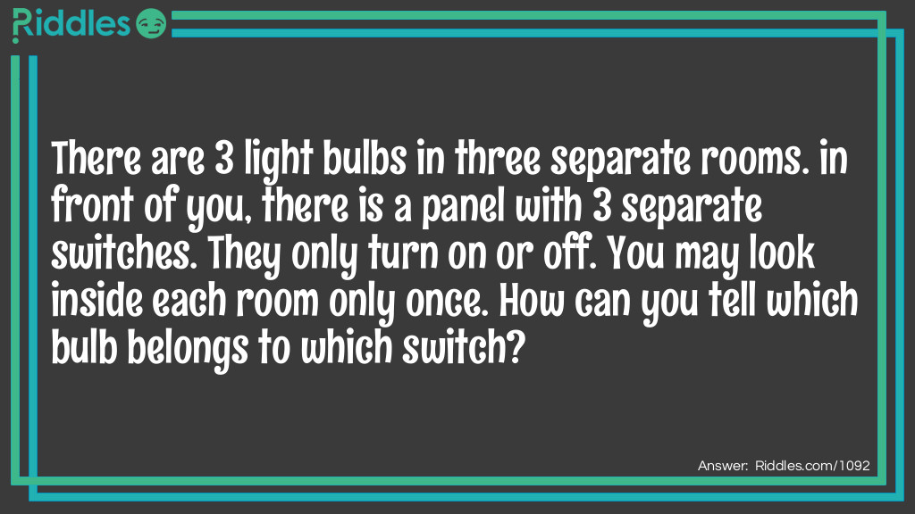 Light Switches Riddle: There 3 Light Bulbs Three Separate... Riddles With Answers - Riddles.com