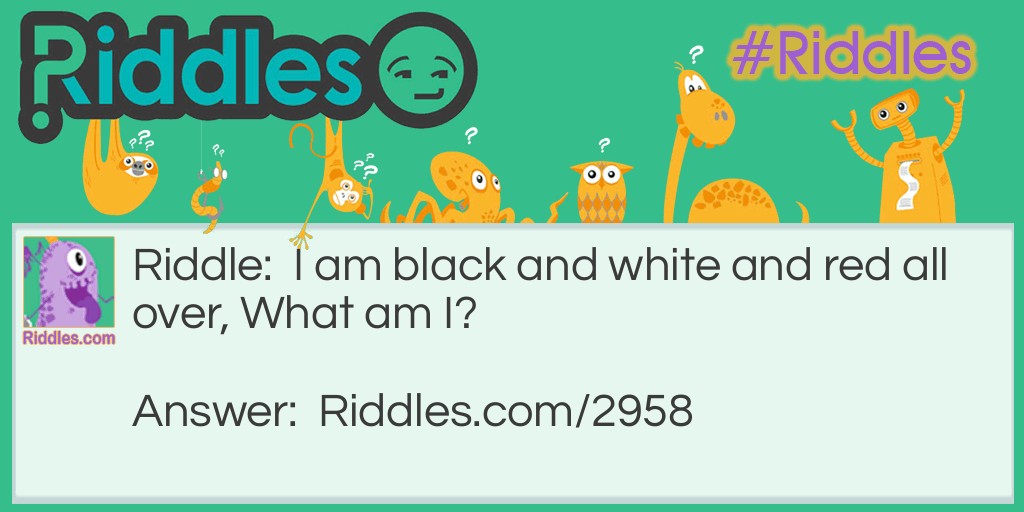 I am black and white and read all over Riddle Meme.