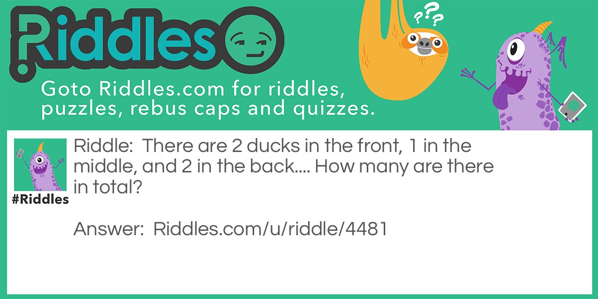 There are 2 ducks in the front, 1 in the middle, and 2 in the back.... How many are there in total?