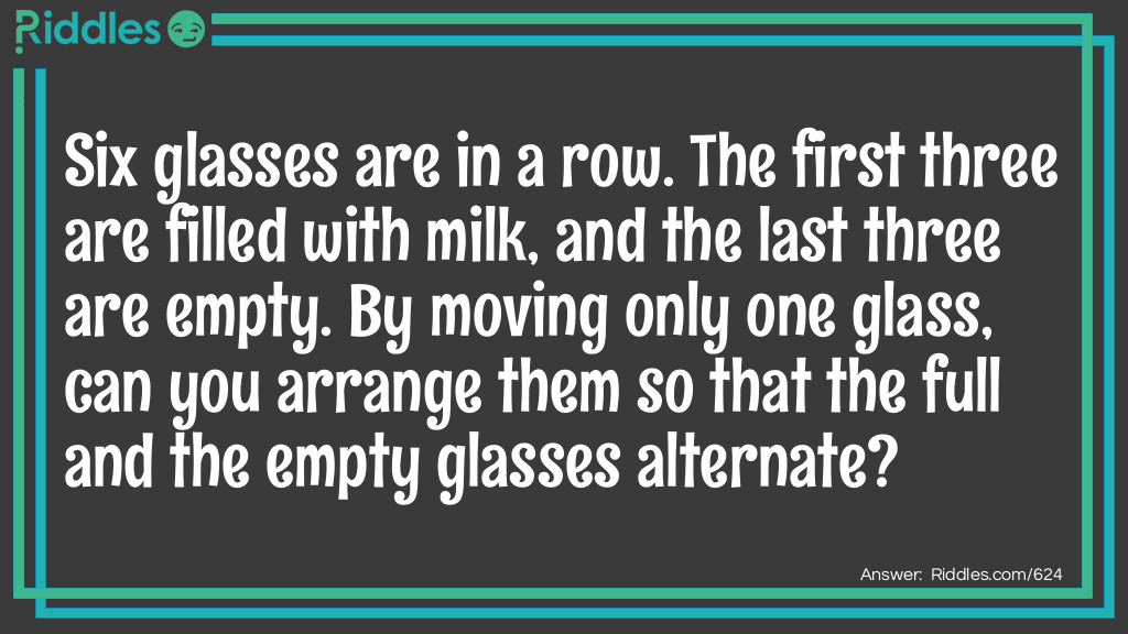 Six Glasses Are In A Row. The First Three Are Filled With Milk ...