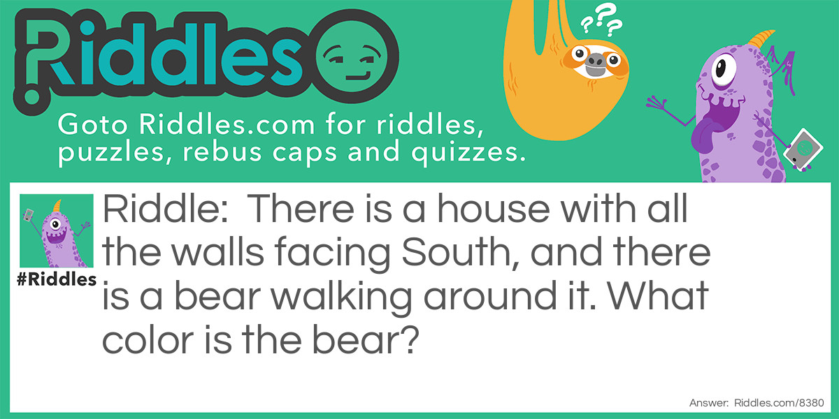 There is a house with all the walls facing South, and there is a bear walking around it. What color is the bear?