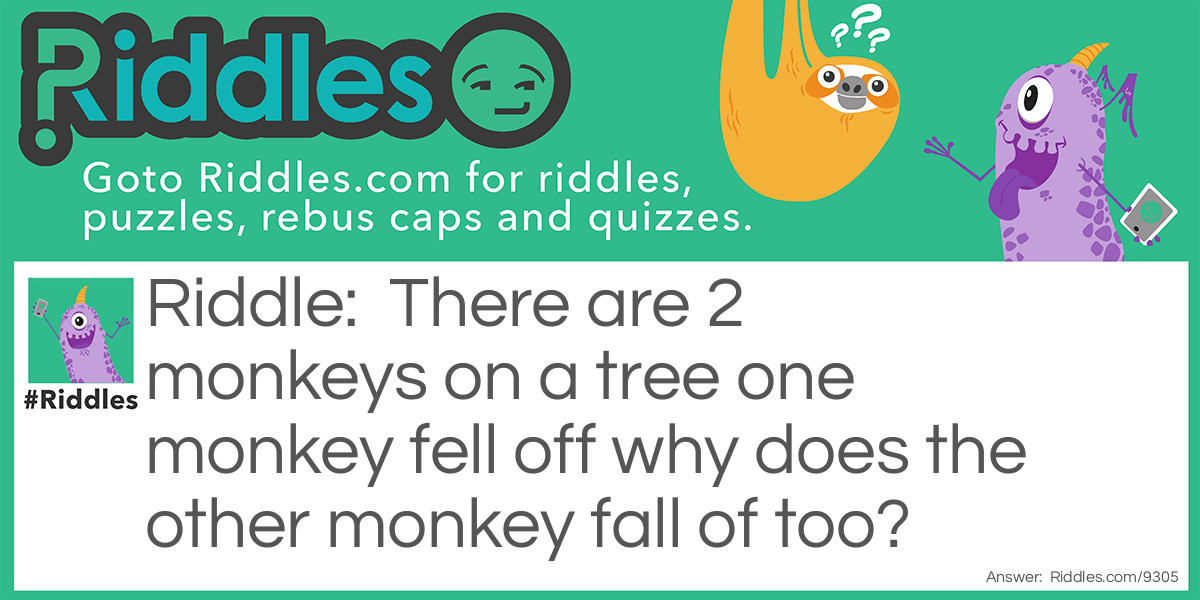 There are 2 monkeys on a tree one monkey fell off why does the other monkey fall of too?