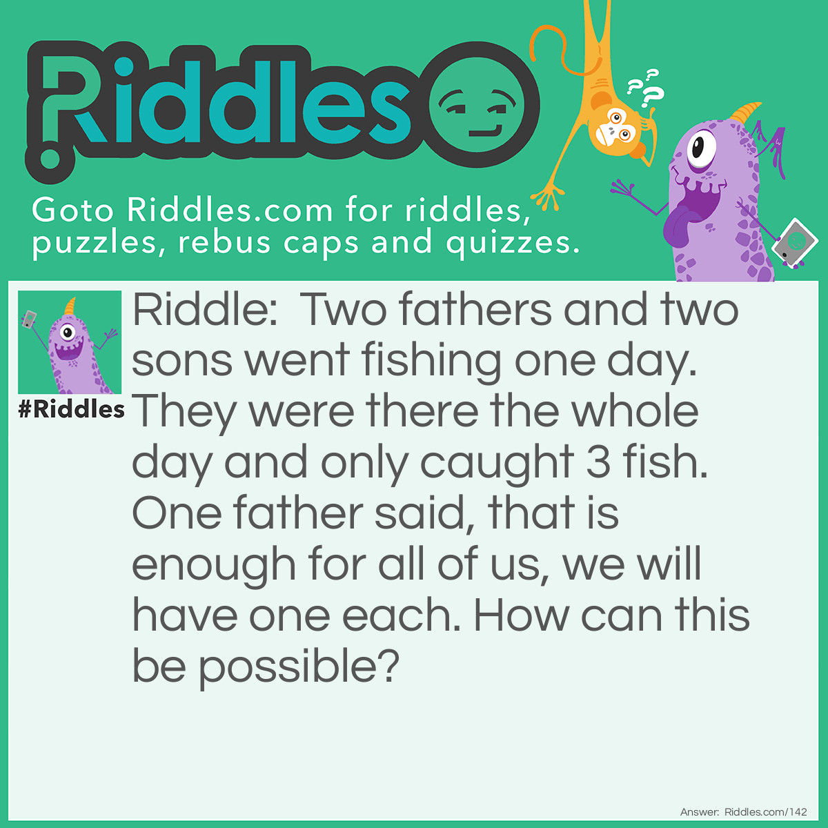 Two Fathers And Two Sons Went Fishing  Riddle And Answer 