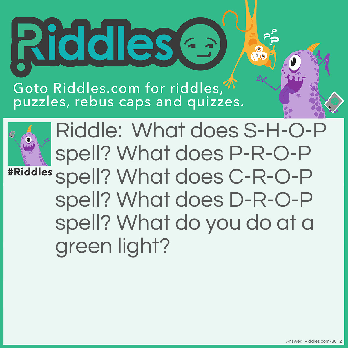 What Does S-H-O-P Spell? What Does P-R-O-P Spell? What Does C-R-... -  Riddles & Answers 