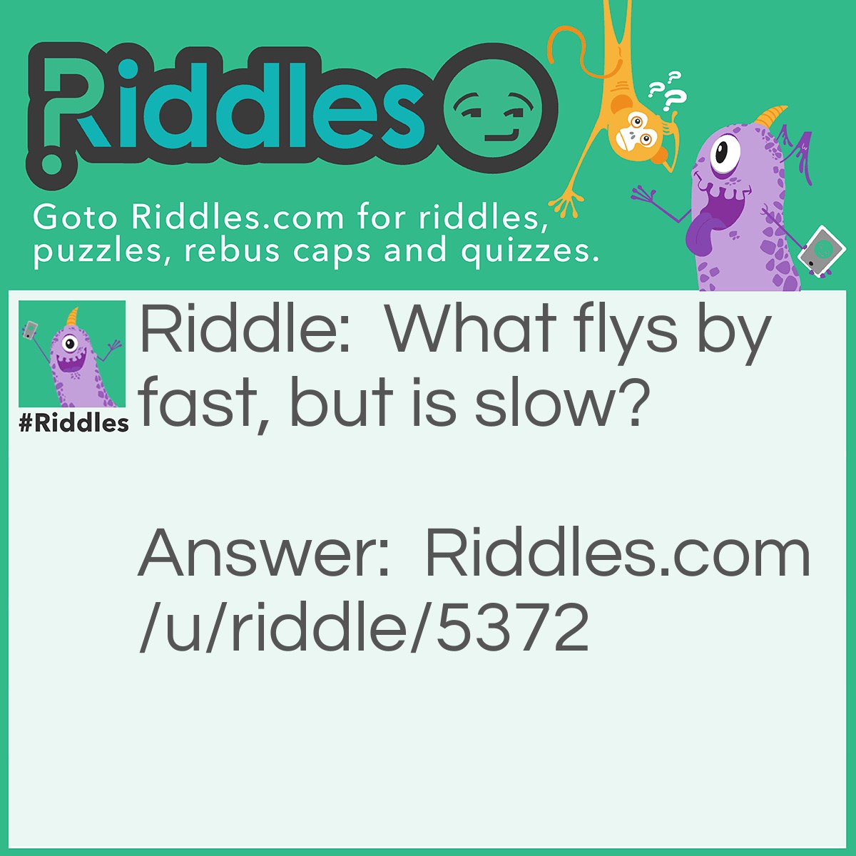 Riddle: What flys by fast, but is slow? Answer: Time.