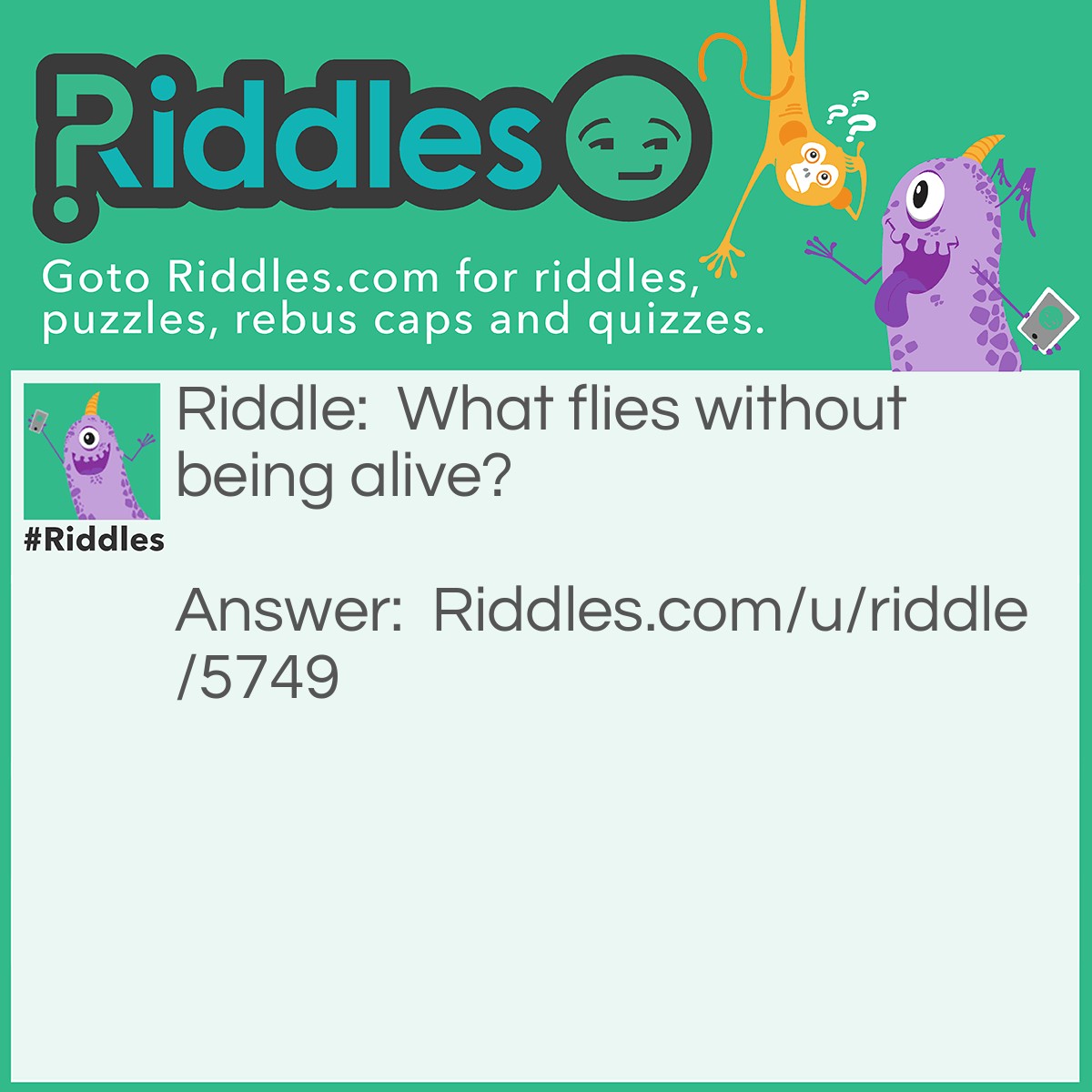 Riddle: What flies without being alive? Answer: Time.