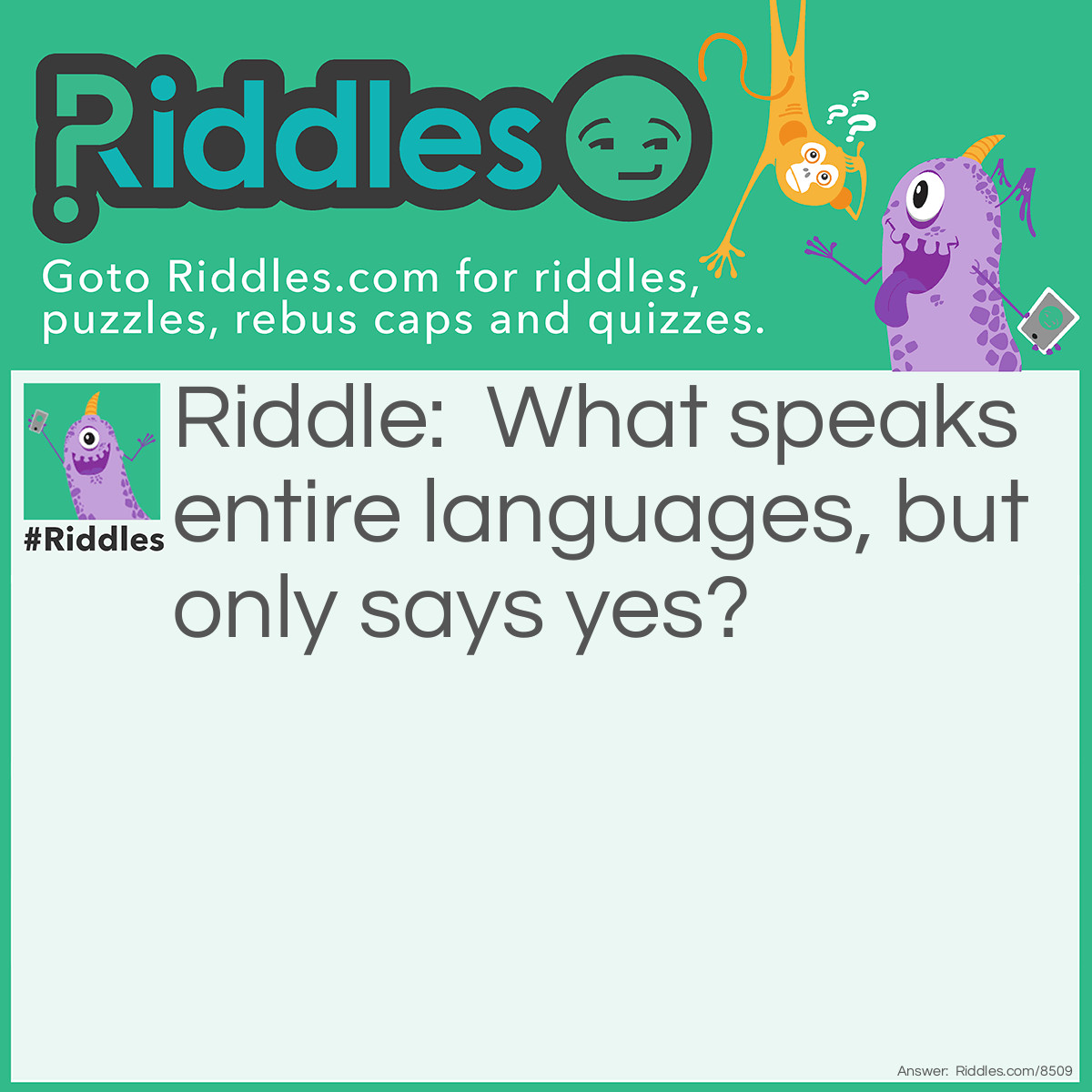 Riddle: What speaks entire languages, but only says yes? Answer: Eyes.