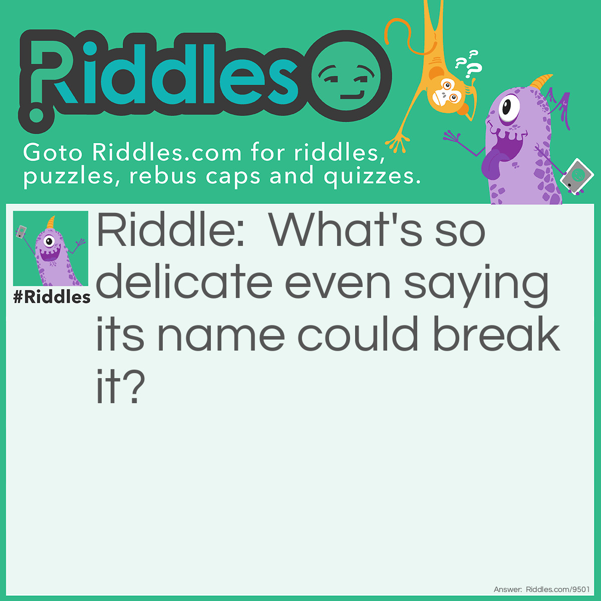 Riddle: What's so delicate even saying its name could break it? Answer: Silence.